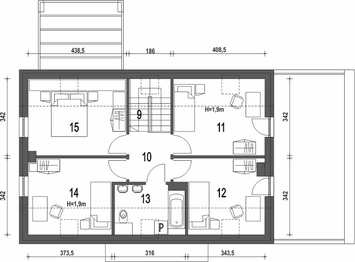 Poddasze projektu - Eco 5 z garażem 1-st. [A]
