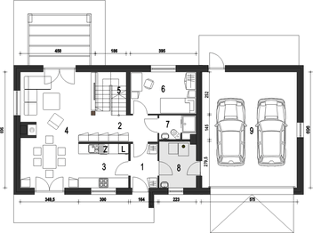 Parter projektu - Eco 5 z garażem 2-st. [A1]