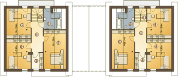 Poddasze projektu - Nowinka V z garażem i wiatą bliźniak [A1-BL1]