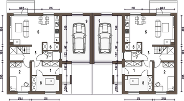 Parter projektu - Głuszec z garażem 1-st. bliźniak [A-BL1]