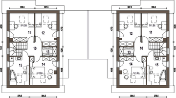 Poddasze projektu - Głuszec z garażem 1-st. bliźniak [A-BL1]
