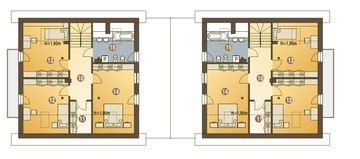 Poddasze projektu - Nowinka VI z garażem i wiatą bliźniak [A1-BL1]