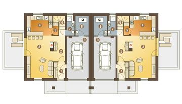 Parter projektu - Nowinka VI z garażem 1-st. bliźniak [A-BL1]