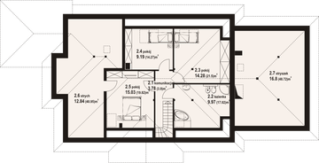Poddasze projektu - Dęborzyce 15 dwst