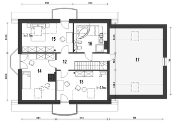 Poddasze projektu - Dom Dla Ciebie 1 w3 z garażem 2-st. [A1]