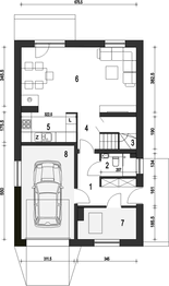 Parter projektu - Głuszec II z garażem 1-st. [A]