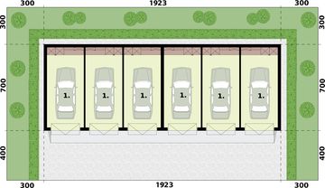 Parter projektu - G341 garaż sześciostanowiskowy