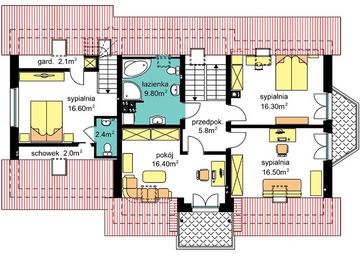 Poddasze projektu - BS-12 wariant 1 dwulokalowy