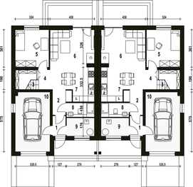 Parter projektu - Mazurek II z garażem 1-st. bliźniak [A-BL2]