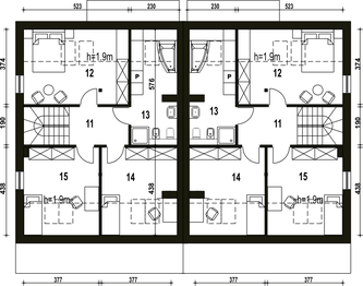 Poddasze projektu - Mazurek II z garażem 1-st. bliźniak [A-BL2]