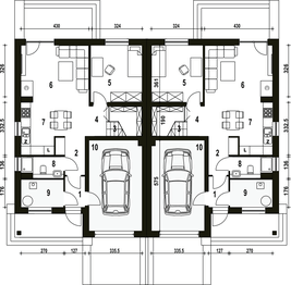 Parter projektu - Mazurek II z garażem 1-st. bliźniak [A-BL1]