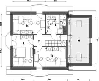 Poddasze projektu - Dom Dla Ciebie 3 z garażem 1-st. [A2]