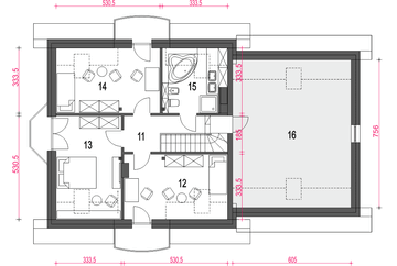Poddasze projektu - Dom Dla Ciebie 3 z garażem 2-st. [A3]