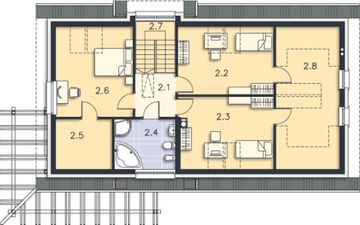 Projekt domu Tokio VII DCP190f - rzut poddasza, dom liczy 5 pokoje, 2 łazienki i wc