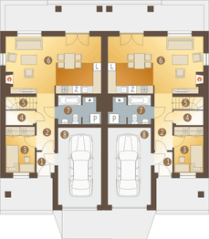 Parter projektu - Norbert z garażem 1-st. bliźniak [A-BL1]