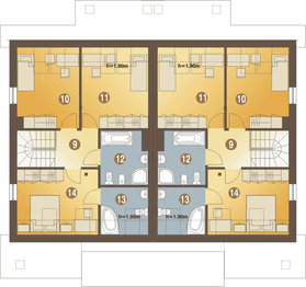 Poddasze projektu - Norbert z garażem 1-st. bliźniak [A-BL1]