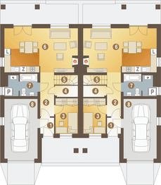 Parter projektu - Norbert z garażem 1-st. bliźniak [A-BL2]