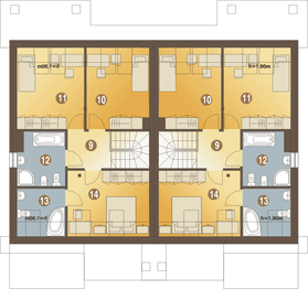 Poddasze projektu - Norbert z garażem 1-st. bliźniak [A-BL2]