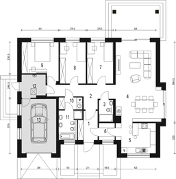 Parter projektu - Aron z garażem 1-st. [A1]