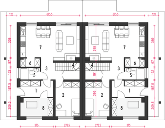 Parter projektu - Agat bez garażu bliźniak [B-BL]