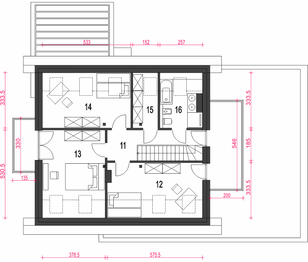 Poddasze projektu - Argos z garażem 2-st. [A1]