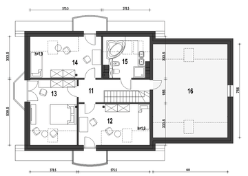 Poddasze projektu - Dom Dla Ciebie 1 w2 z garażem 2-st. [A1]