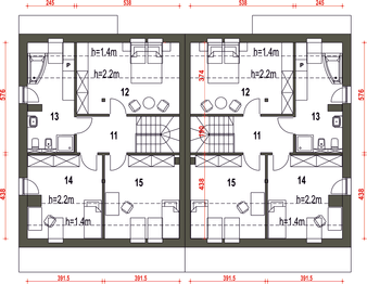 Poddasze projektu - Mazurek III z garażem 1-st. bliźniak [A-BL1]