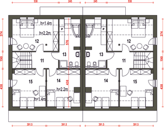 Poddasze projektu - Mazurek III z garażem 1-st. bliźniak [A-BL2]