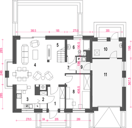 Parter projektu - Daria III z garażem 1-st. [A]