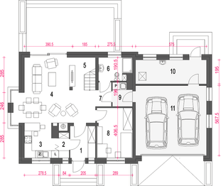 Parter projektu - Daria III z garażem 2-st. [A1]