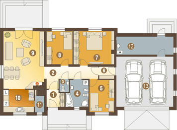 Parter projektu - Julek trend z garażem 2-st. [A1]