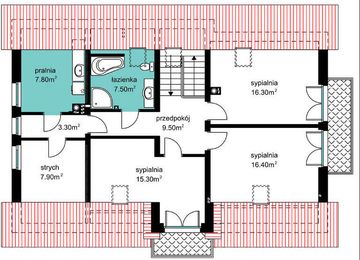 Poddasze projektu - BS-16 wariant 1 dwulokalowy