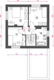 Projekt domu Egon II z garażem 1-st. [A] - rzut 1 piętra, dom liczy 3 pokoje, 2 łazienki i wc