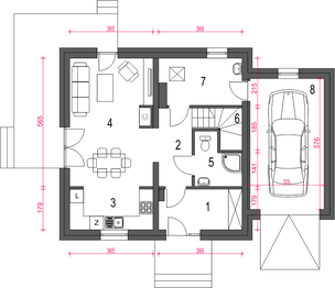 Parter projektu - Egon III z garażem 1-st. [A]