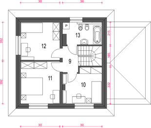 Piętro 1 projektu - Egon III z garażem 1-st. [A]