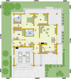 Parter projektu - Alexandria projekt domu z bali drewnianych