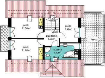 Poddasze projektu - BW-49 wariant 9 podpiwniczony