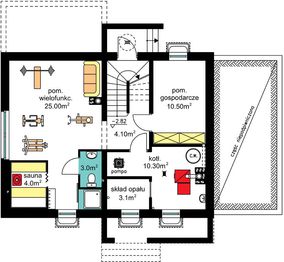 Piwnica projektu - BW-49 wariant 9 podpiwniczony