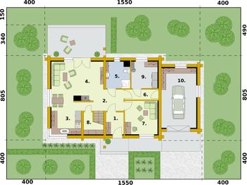 Parter projektu - Trypolis 3 projekt domu z bali drewnianych