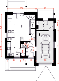 Parter projektu - Biała z garażem 1-st. [A]