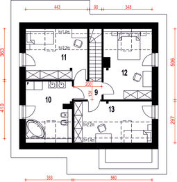 Poddasze projektu - Biała z garażem 1-st. [A]