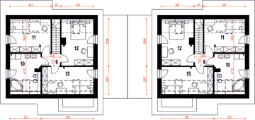 Poddasze projektu - Biała z garażem i wiatą bliźniak [A1-BL]