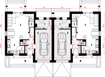 Parter projektu - Biała z garażem 1-st. bliźniak [A-BL]