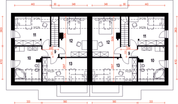 Poddasze projektu - Biała z garażem 1-st. bliźniak [A-BL]