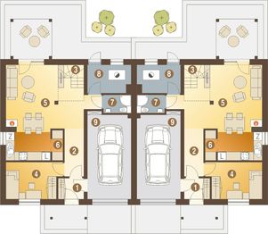 Parter projektu - Jarząbek II z garażem 1-st. bliźniak [A1-BL1]