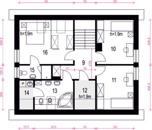 Poddasze projektu - Igor z garażem 1-st. [A]