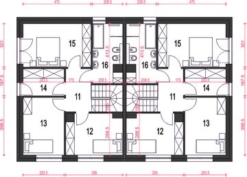 Piętro 1 projektu - Willa cyprysowa z garażem 1-st. [A]