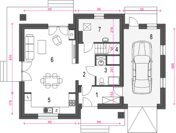 Parter projektu - Tadeusz z garażem 1-st. [A]