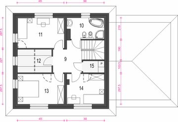 Piętro 1 projektu - Tadeusz z garażem 2-st. [A1]