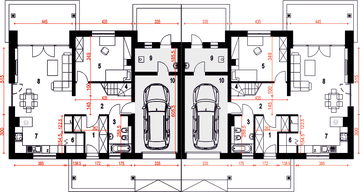 Parter projektu - Strzyżyk z garażem 1-st. bliźniak [A-BL]